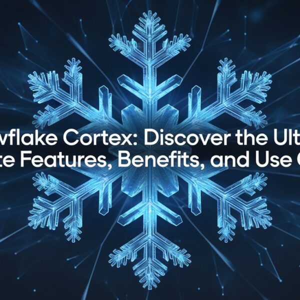 A digital image of a snowflake with the text 'Snowflake Cortex: Discover the Ultimate Features, Benefits, and Use Cases' written across it