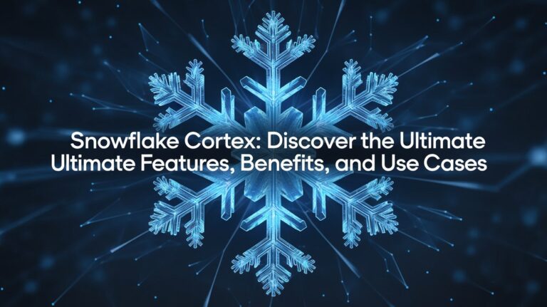 A digital image of a snowflake with the text 'Snowflake Cortex: Discover the Ultimate Features, Benefits, and Use Cases' written across it