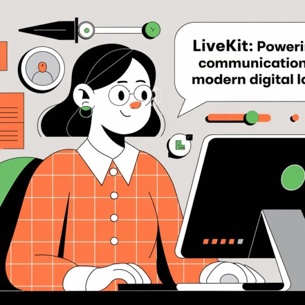 an illustration of a woman using livekit to power yQWDQLj RDy 5SMPvCndBQ qE3U7x eSUyxSUEy4AHmNw 1