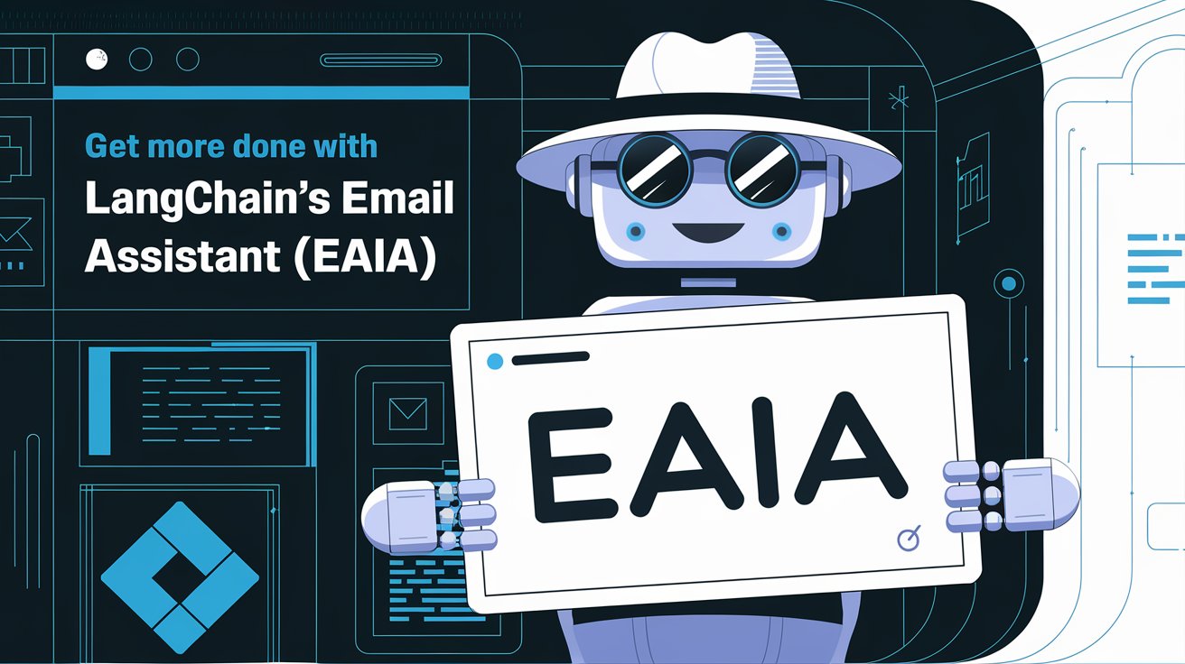 Infographic showcasing LangChain EAIA (AI Email Assistant) and its features